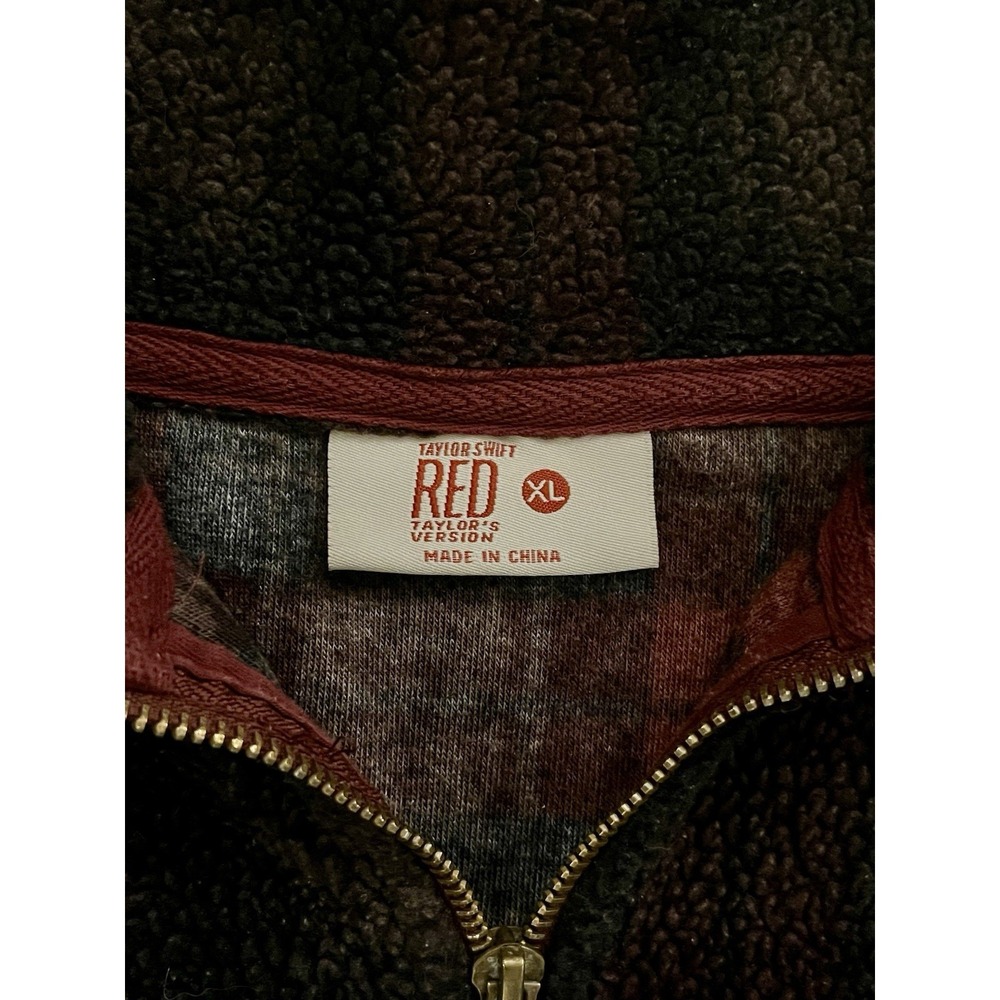 Taylor Swift Size XL Fleece Plaid Shirt Days Jacket Quarter Zip Red TV Sweater - Picture 3 of 6